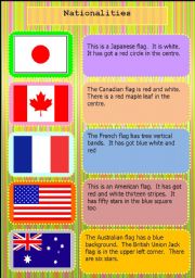 English Worksheet: Nationalities & flag