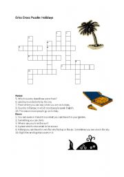 English Worksheet: Crossword Puzzle Holidays