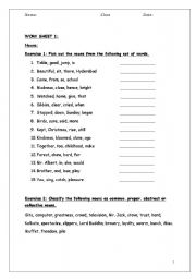 English worksheet: nouns