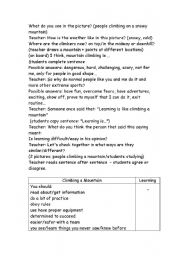 English Worksheet: Learning is like climbing a mountain