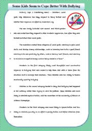 English Worksheet: DEALING WITH BULLYING