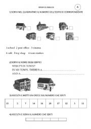 English Worksheet: Test: Shops&Numbers (until 20)