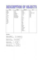 English Worksheet: Description of objects