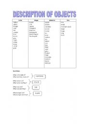 English Worksheet: Description of objects