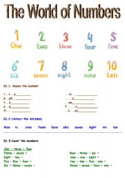 English Worksheet: The world of numbers