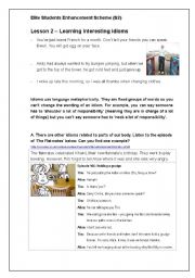 English Worksheet: Learning interesting idioms