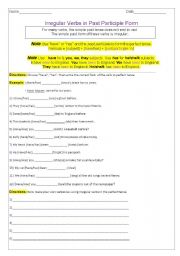 English Worksheet: irregular verbs in past participle using have or has