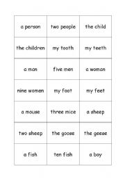 English Worksheet: Plurals Memory