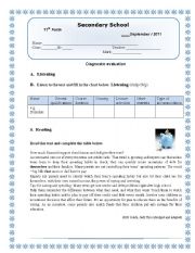 English Worksheet: Diagnostic test