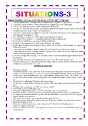 English Worksheet: SITUATIONS-3