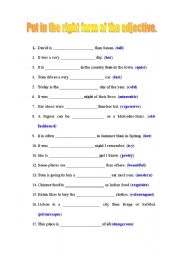 English Worksheet: Degrees of adjectives. Key included.