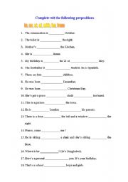 English Worksheet: Prepositions. Key included.