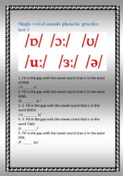 English Worksheet: Phonetics test 1