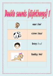 English Worksheet: Double sounds diphthongs 1