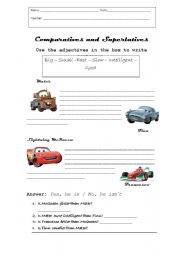 English worksheet: Comparing Cars