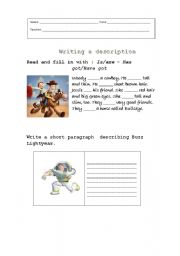 English Worksheet: Writing a Description