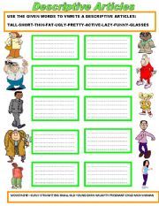 English Worksheet: DESCRIPTIVE ARTICLES