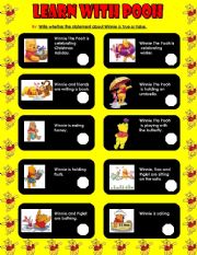 English Worksheet: True or False with Winnie the Pooh