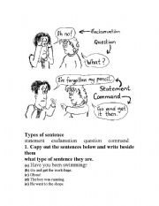 English Worksheet: TYpes of Sentences Cartoon