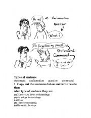 English worksheet: TYpes of Sentences Cartoon