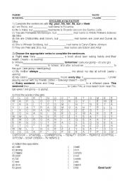 English worksheet: english avaluation