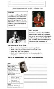 English Worksheet: Biographies