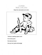 English worksheet: Clothes: Words I Can Color