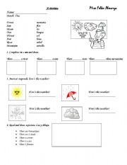 English worksheet: the weather activities