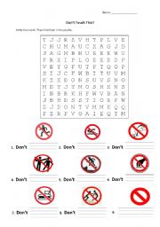 English Worksheet: Dont do that! crossword puzzle