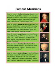 English Worksheet: Famous musicians
