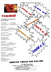 English Worksheet: HERO SONG