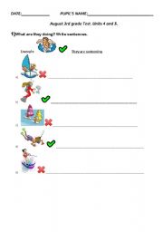English worksheet: Present continuous test