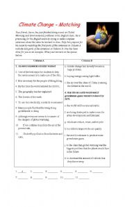 English Worksheet: Climate Change - Matching