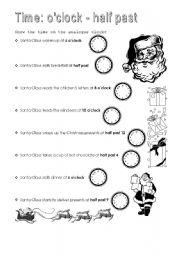 English worksheet: Time: Oclock - Half past