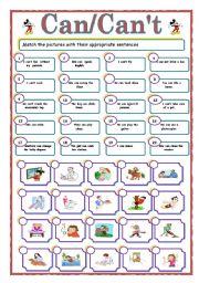 English Worksheet: can-cant