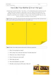 English Worksheet: How I Met Your Mother: answering question and pros & cons