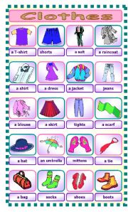 English Worksheet: Clothes pictures