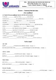 English Worksheet: Zero Conditional Review, with verb and noun exercises