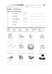 English Worksheet: singular plural simple