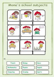 English Worksheet: Monas school subjects