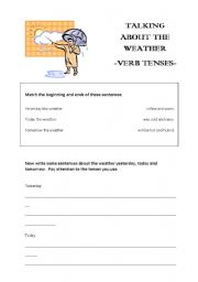 English worksheet: Talking about the weather - verb tenses