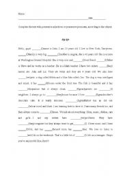 English Worksheet: Possessive adjectives and possessive pronouns