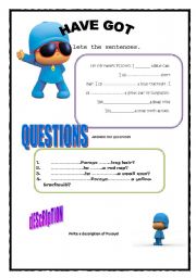 English Worksheet: Pocoyo and Have got