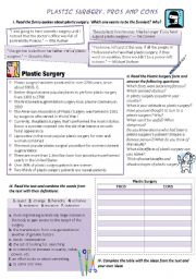 English Worksheet: PLASTIC SURGERY: PROS AND CONS