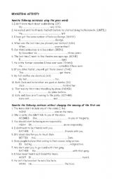 English Worksheet: REWRITING