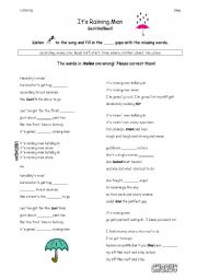 English Worksheet: Its Raining Men!!