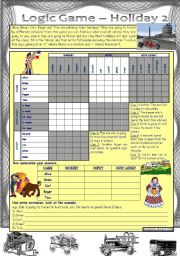 English Worksheet: Logic game (17th) - Holiday 2 *** with key *** for intermediate level *** created with WORD 2003