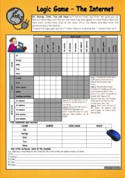 English Worksheet: Logic game (28th) - The Internet *** intermediate *** with key *** created with WORD 2003