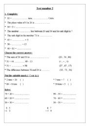 English Worksheet: Math