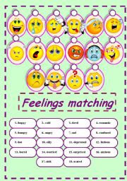 English Worksheet: feelings matching exercise